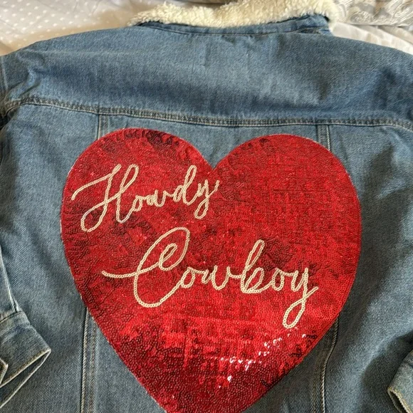 Judith March howdy cowboy denim Sherpa lined jacket New! - Picture 1 of 11
